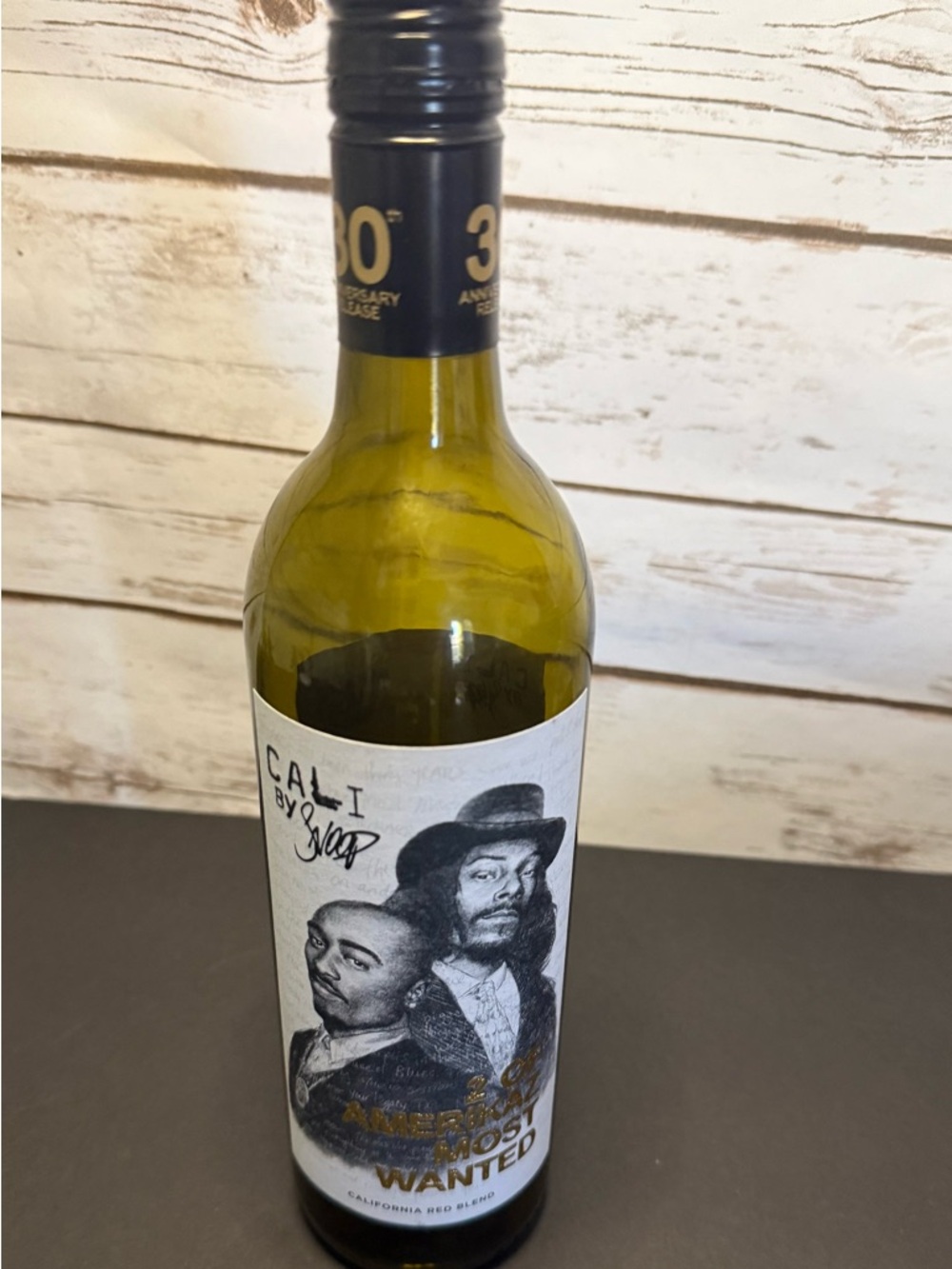 Cali By Snoop Dogg Empty Wine Bottle  "Amerikaz Most Wanted" With Tupac